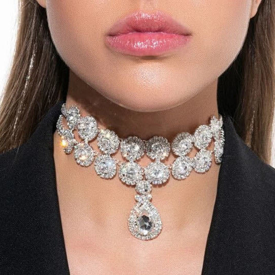 Floréll Necklace - Zircon Encrusted Pendant Double Chain