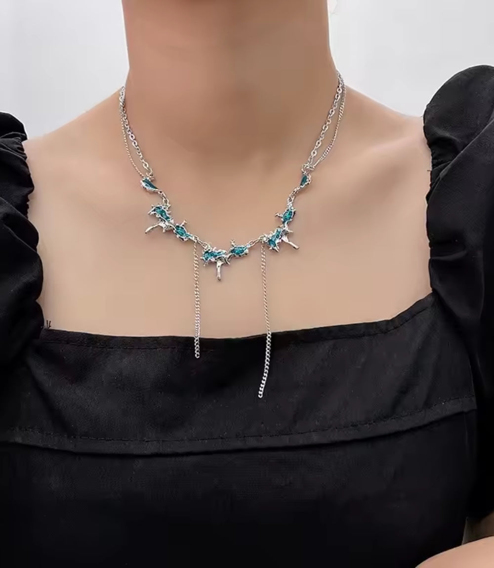 Azure Tassel Necklace - Drip Design