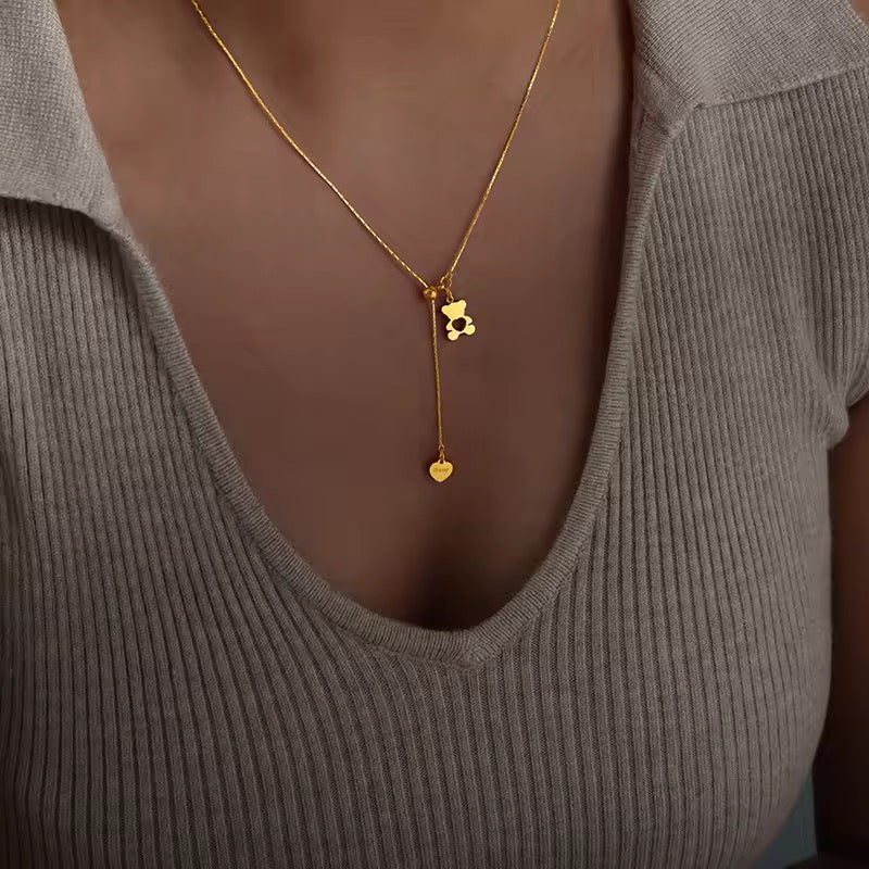 Aesthetic Gold Bear Necklace