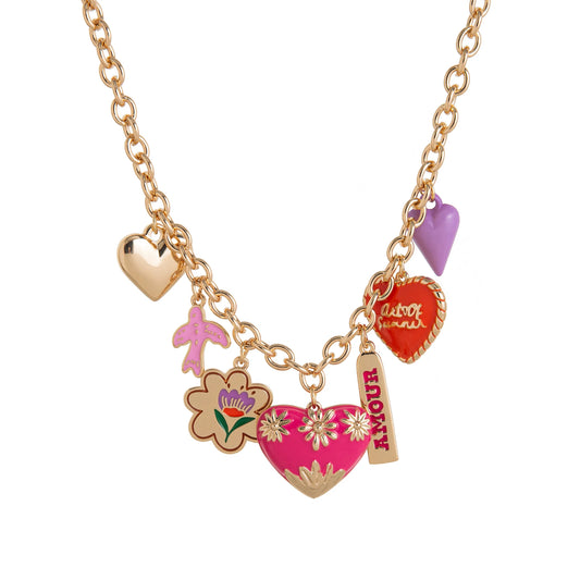 Love Coded - Gold Plated Heart Charm Necklace