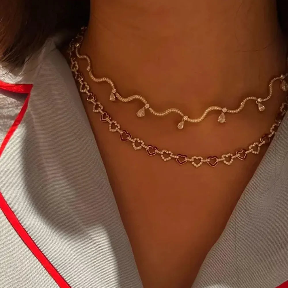 Blushdrift Necklace - Pink & White Zircon Drop Necklace
