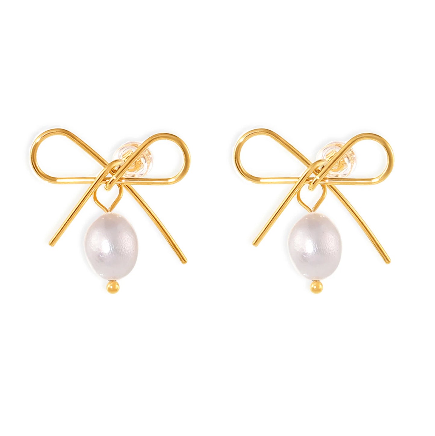 Dainty Dream - Gold Plated Bowknot Tassel Necklace & Earrings