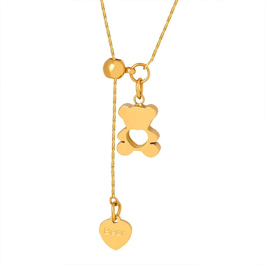 Aesthetic Gold Bear Necklace