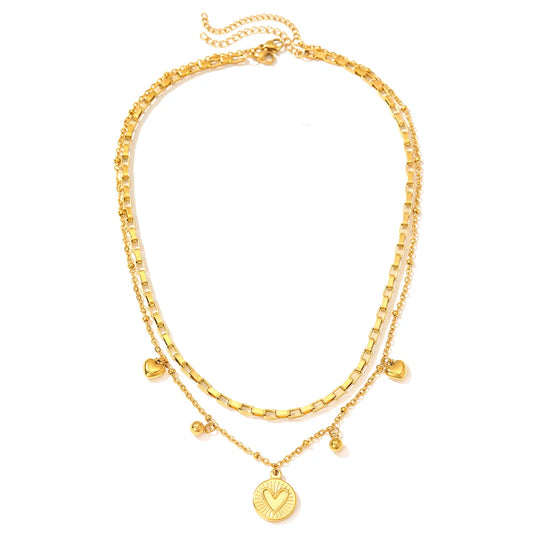 Gold Hearts - Stainless Steel Double Necklace