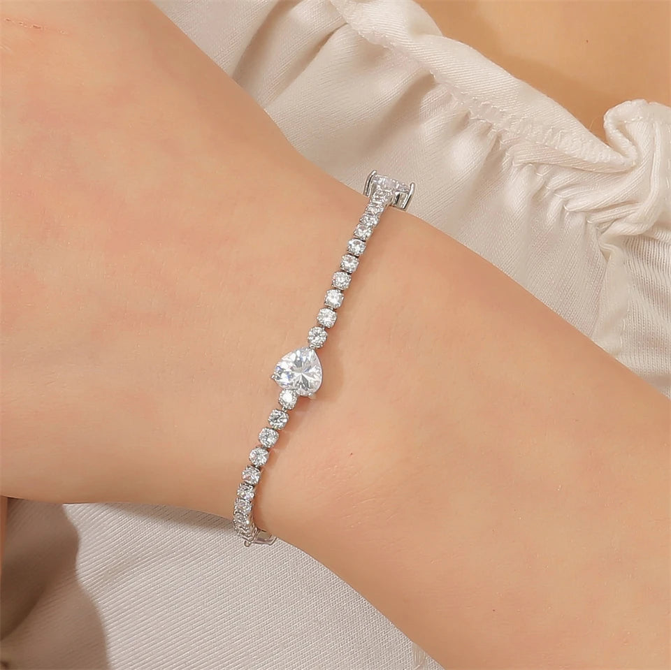 Lovergirl - Pink Heart Tennis Bracelet