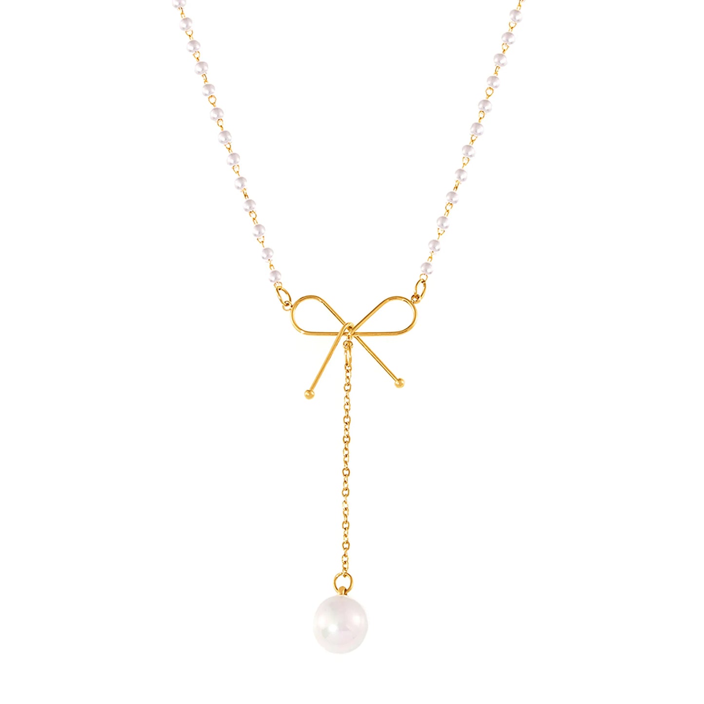 Dainty Dream - Gold Plated Bowknot Tassel Necklace & Earrings