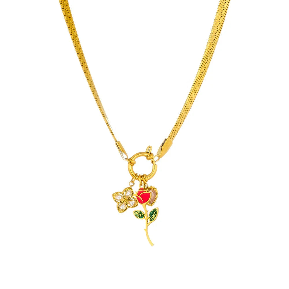 Lover Girl - Rose Zircon Pendant Necklace