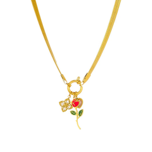 Lover Girl - Rose Zircon Pendant Necklace