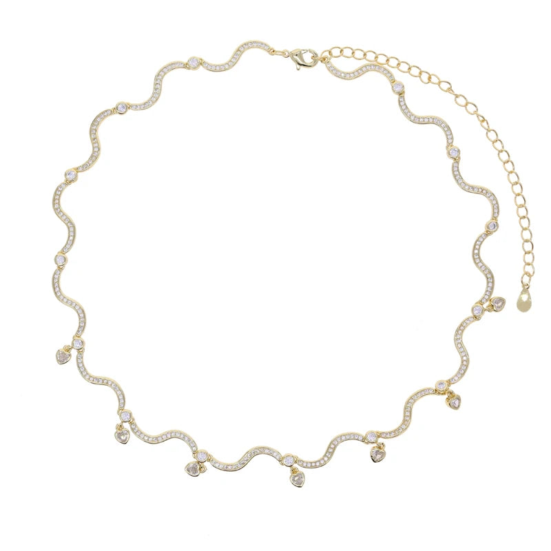 Blushdrift Necklace - Pink & White Zircon Drop Necklace