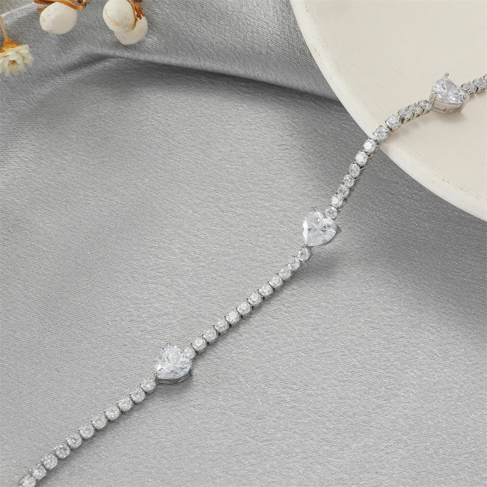 Lovergirl - Pink Heart Tennis Bracelet
