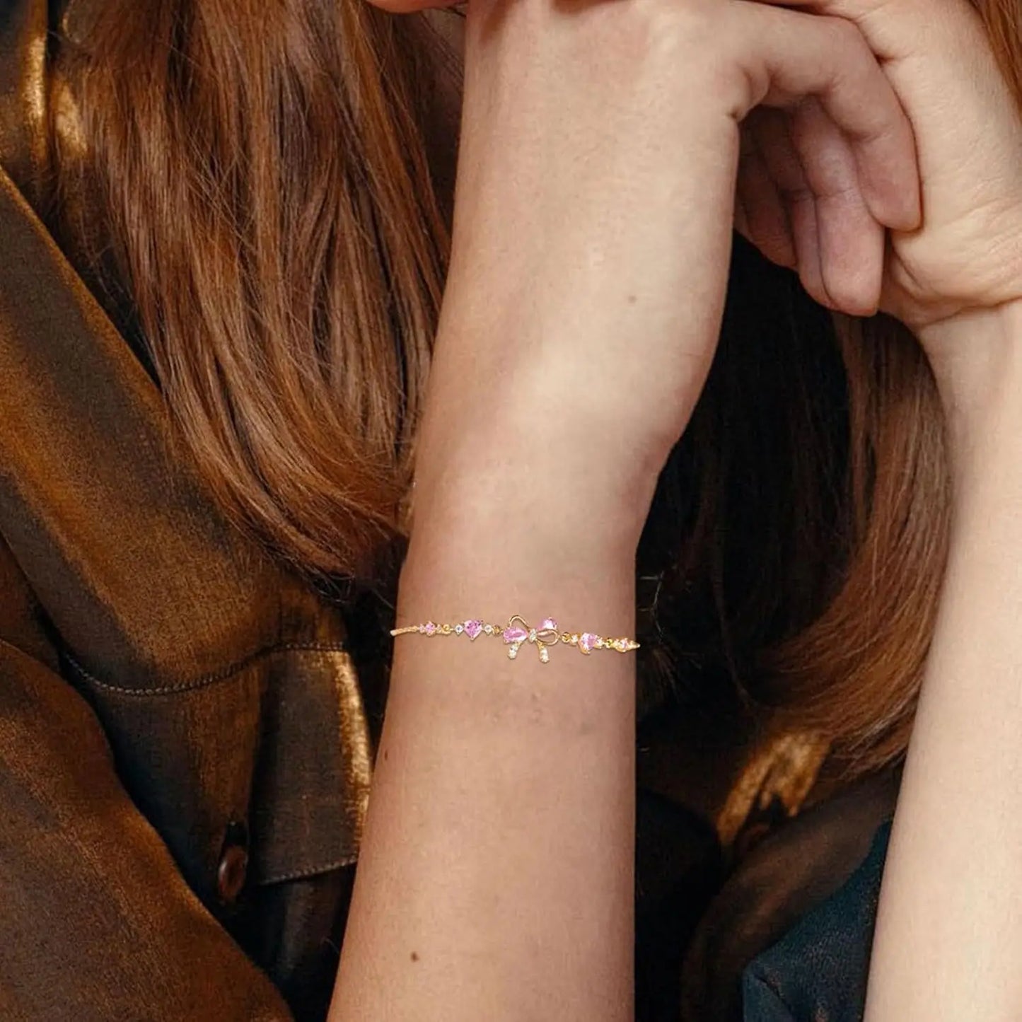 Valentine - Dainty Pink Ribbon Bracelet