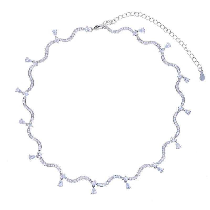 Blushdrift Necklace - Pink & White Zircon Drop Necklace