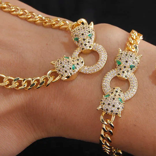 Jaguar Necklace Bracelet Set