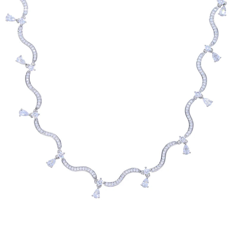 Blushdrift Necklace - Pink & White Zircon Drop Necklace