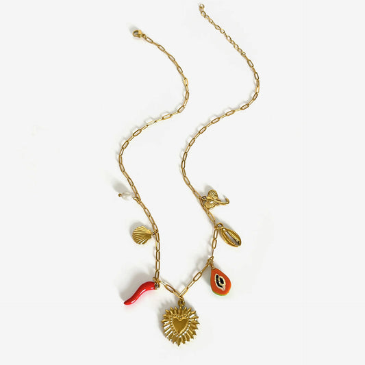 Sea & Spice - Gold Plated Shell Heart Pendant Waterproof Necklace