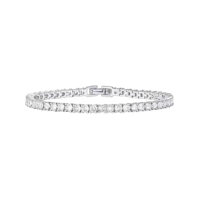 Sweetheart Stack - Gold & White Tennis Bracelet With Bow Detail
