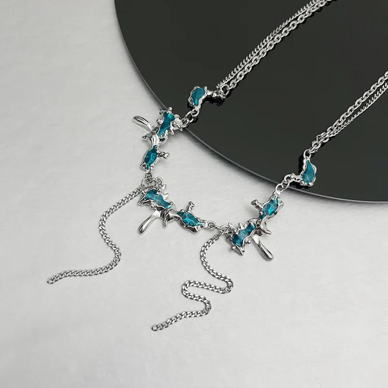 Azure Tassel Necklace - Drip Design