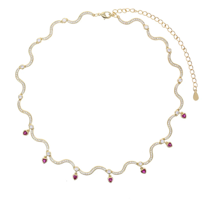 Blushdrift Necklace - Pink & White Zircon Drop Necklace