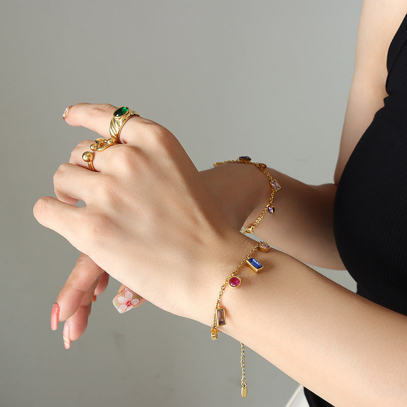 Aura Necklace Set - Multicolored Zircon Necklace & Bracelet
