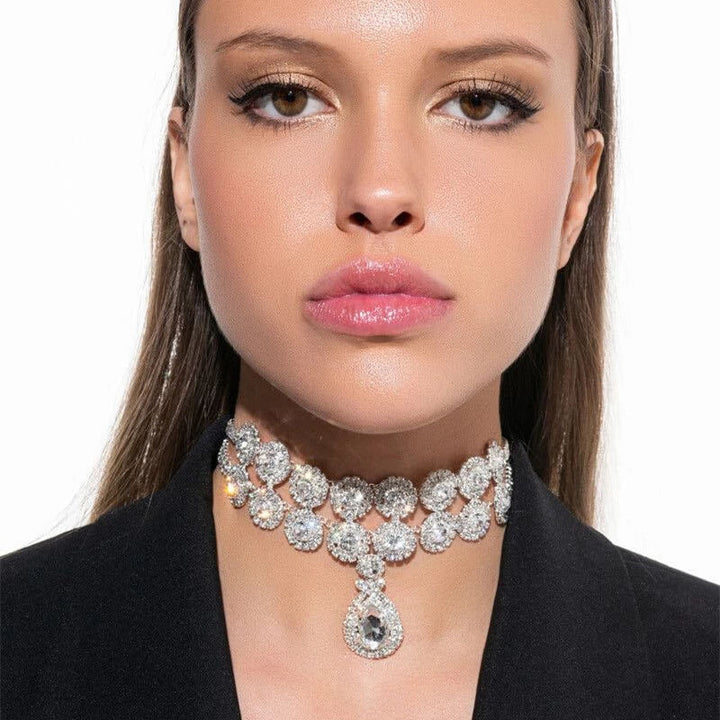 Floréll Necklace - Zircon Encrusted Pendant Double Chain