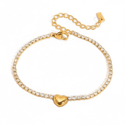 Sweetheart Stack - Gold & White Tennis Bracelets
