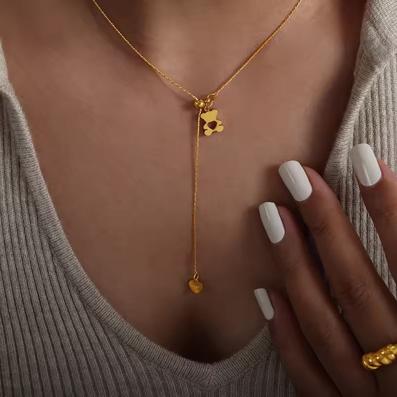 Aesthetic Gold Bear Necklace