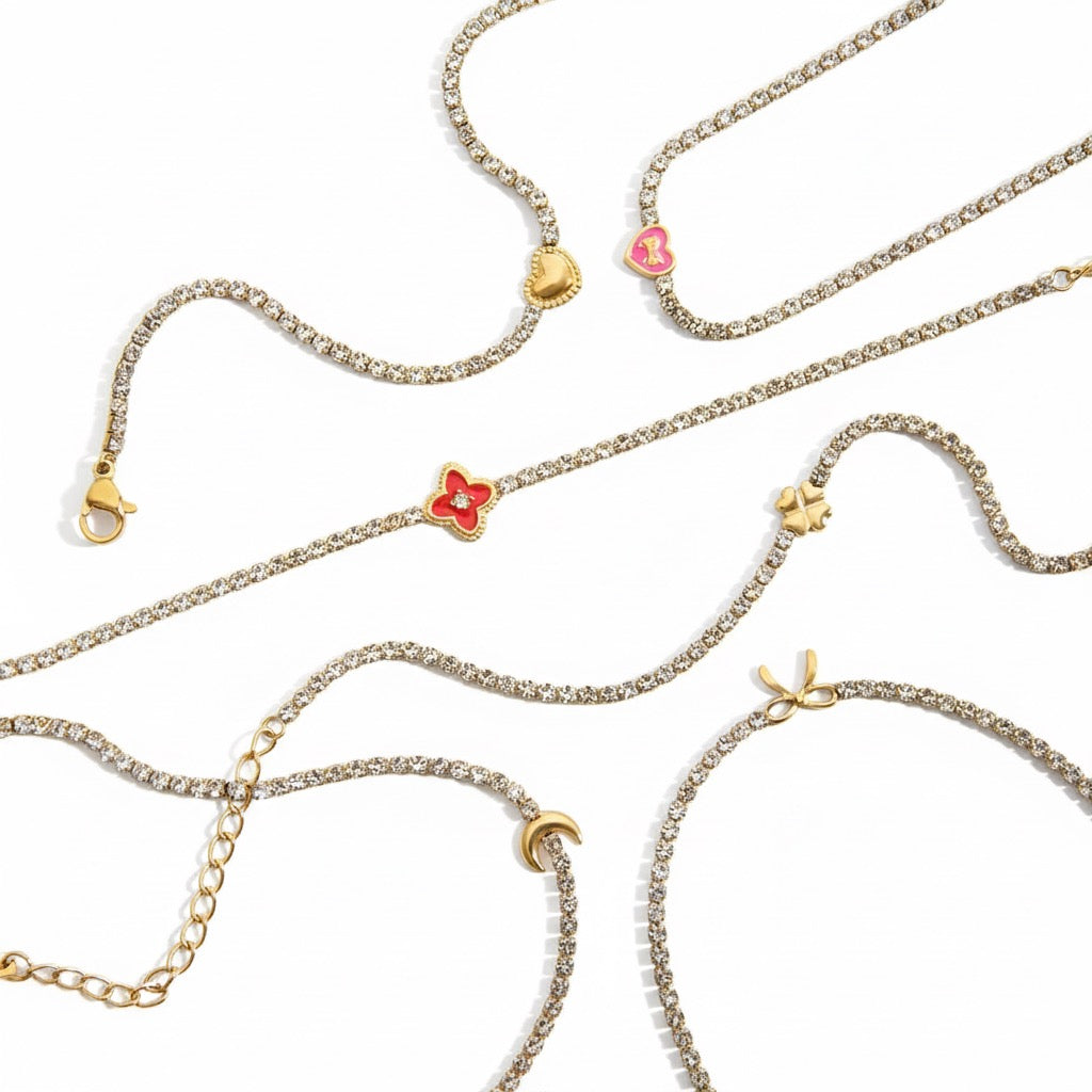 Sweetheart Stack - Gold & White Tennis Bracelets