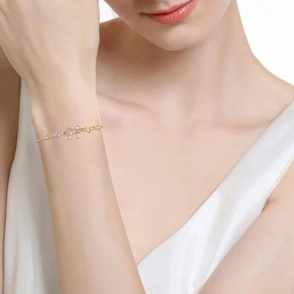 Valentine - Dainty Pink Ribbon Bracelet