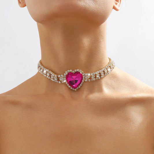 Unmatched Love Necklace - Zircon Heart Pendant Chain