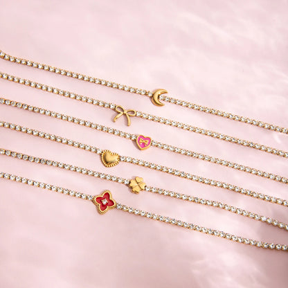 Sweetheart Stack - Gold & White Tennis Bracelets