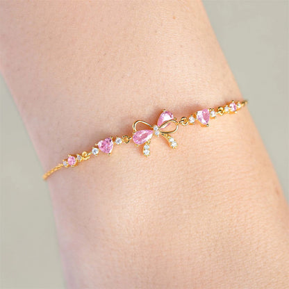 Valentine - Dainty Pink Ribbon Bracelet