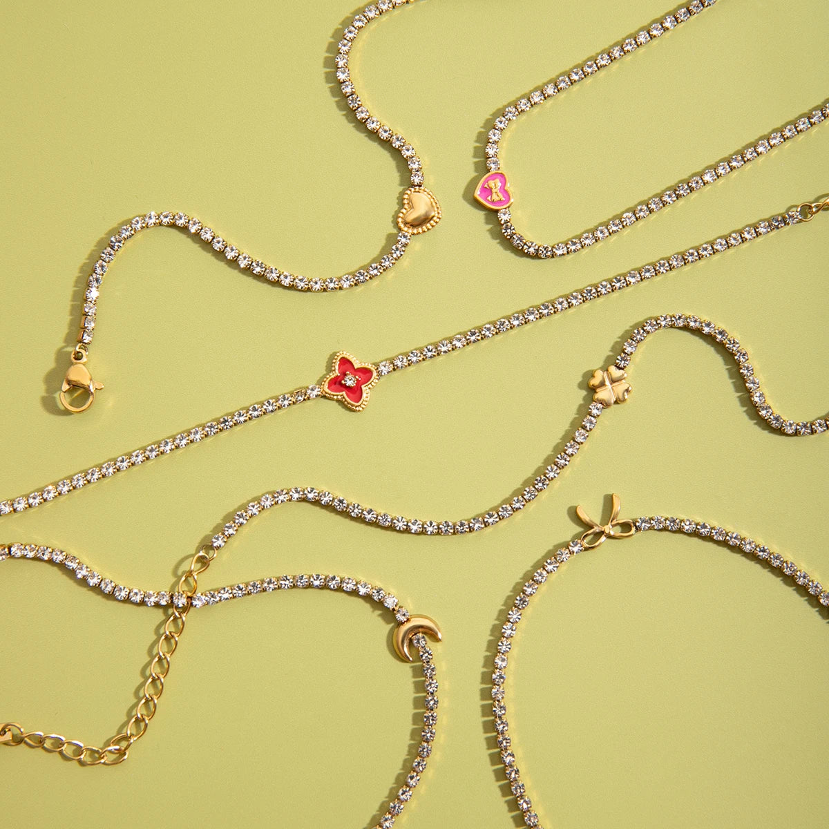 Sweetheart Stack - Gold & White Tennis Bracelets