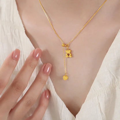 Aesthetic Gold Bear Necklace