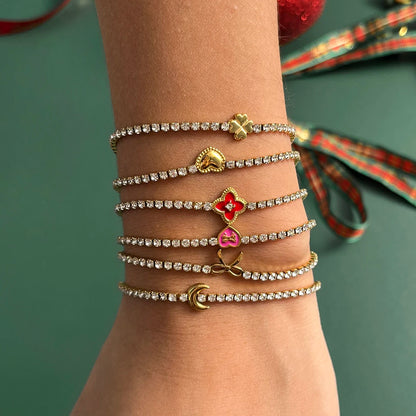 Sweetheart Stack - Gold & White Tennis Bracelets