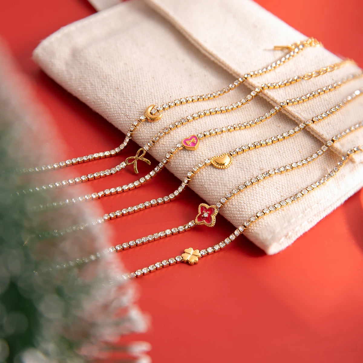 Sweetheart Stack - Gold & White Tennis Bracelets