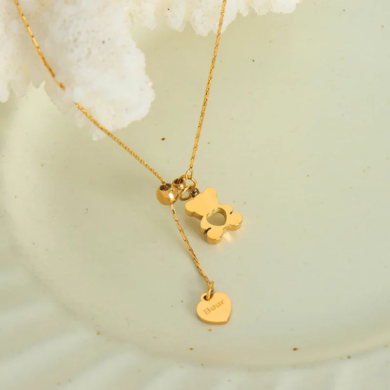 Aesthetic Gold Bear Necklace