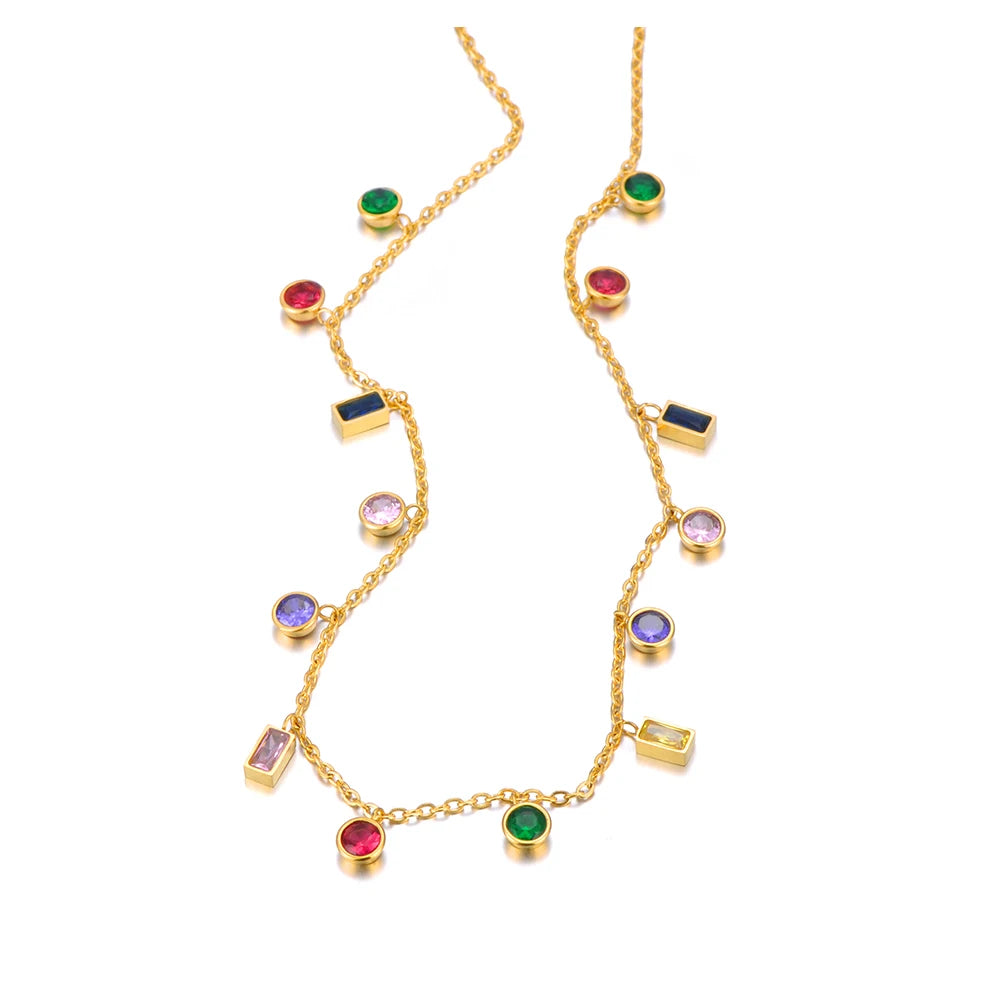 Aura Necklace Set - Multicolored Zircon Necklace & Bracelet
