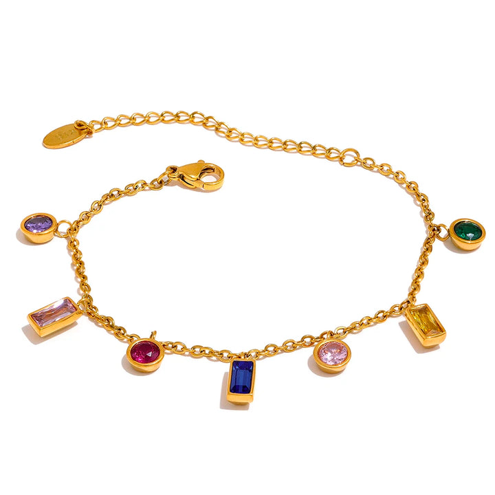Aura Necklace Set - Multicolored Zircon Necklace & Bracelet