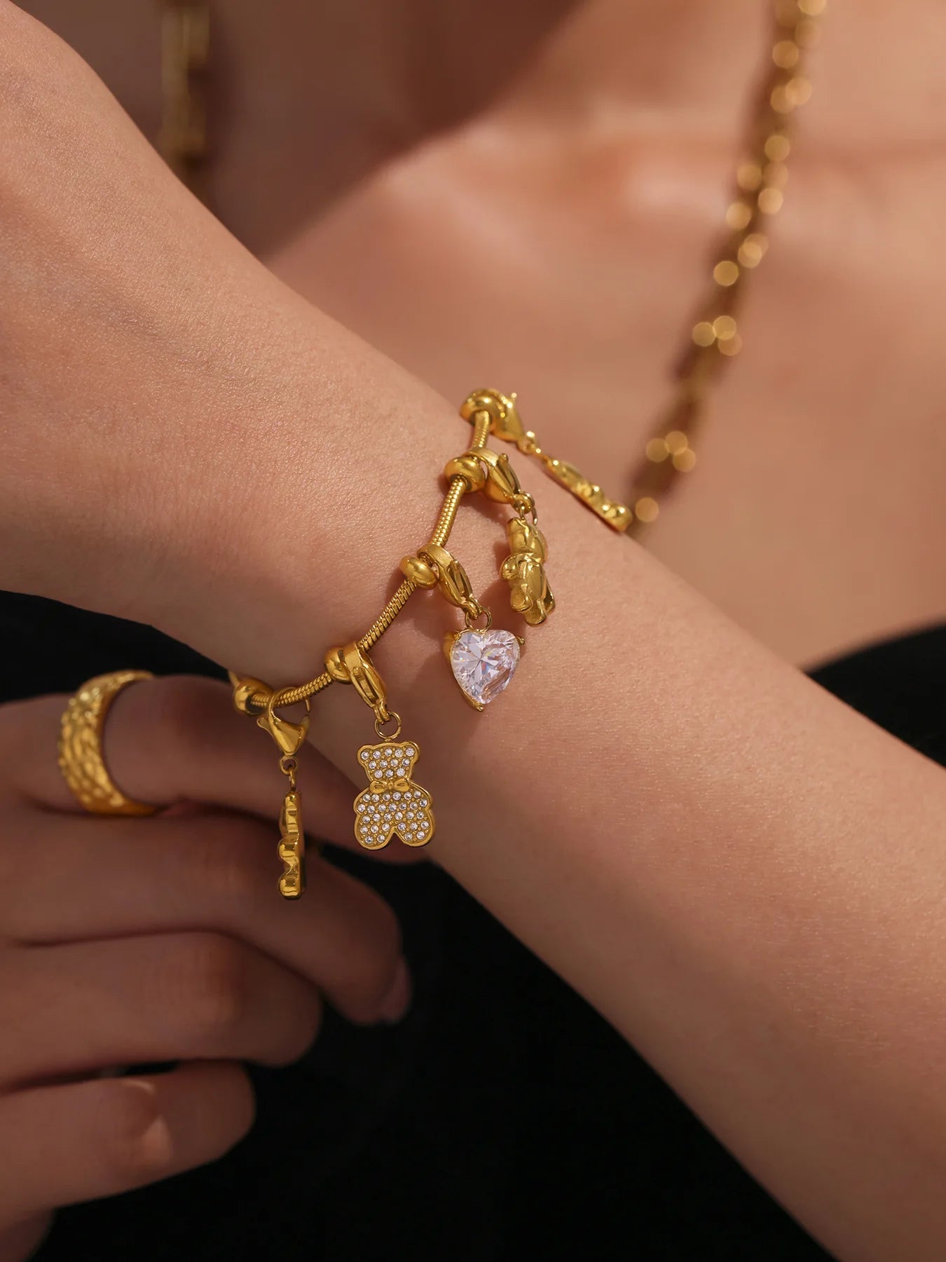 Glam Bear - Zircon Stainless Steel Bracelet