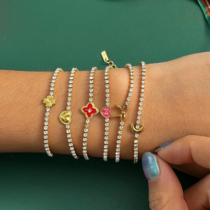 Sweetheart Stack - Gold & White Tennis Bracelets