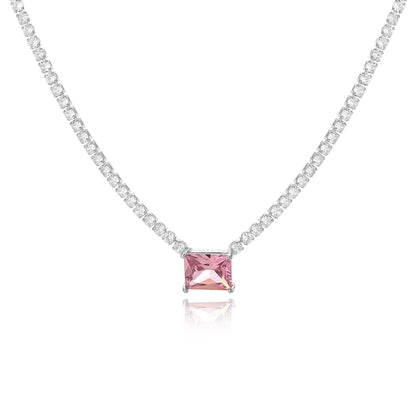 Dreamline - Zircon tennis necklace with heart & drop pendants