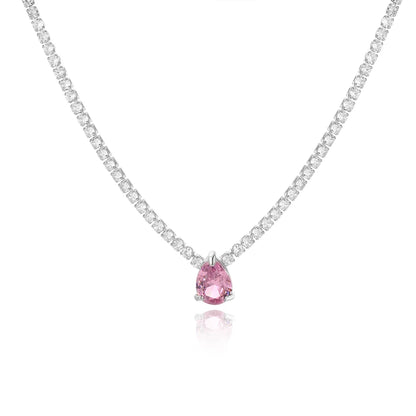 Dreamline - Zircon tennis necklace with heart & drop pendants
