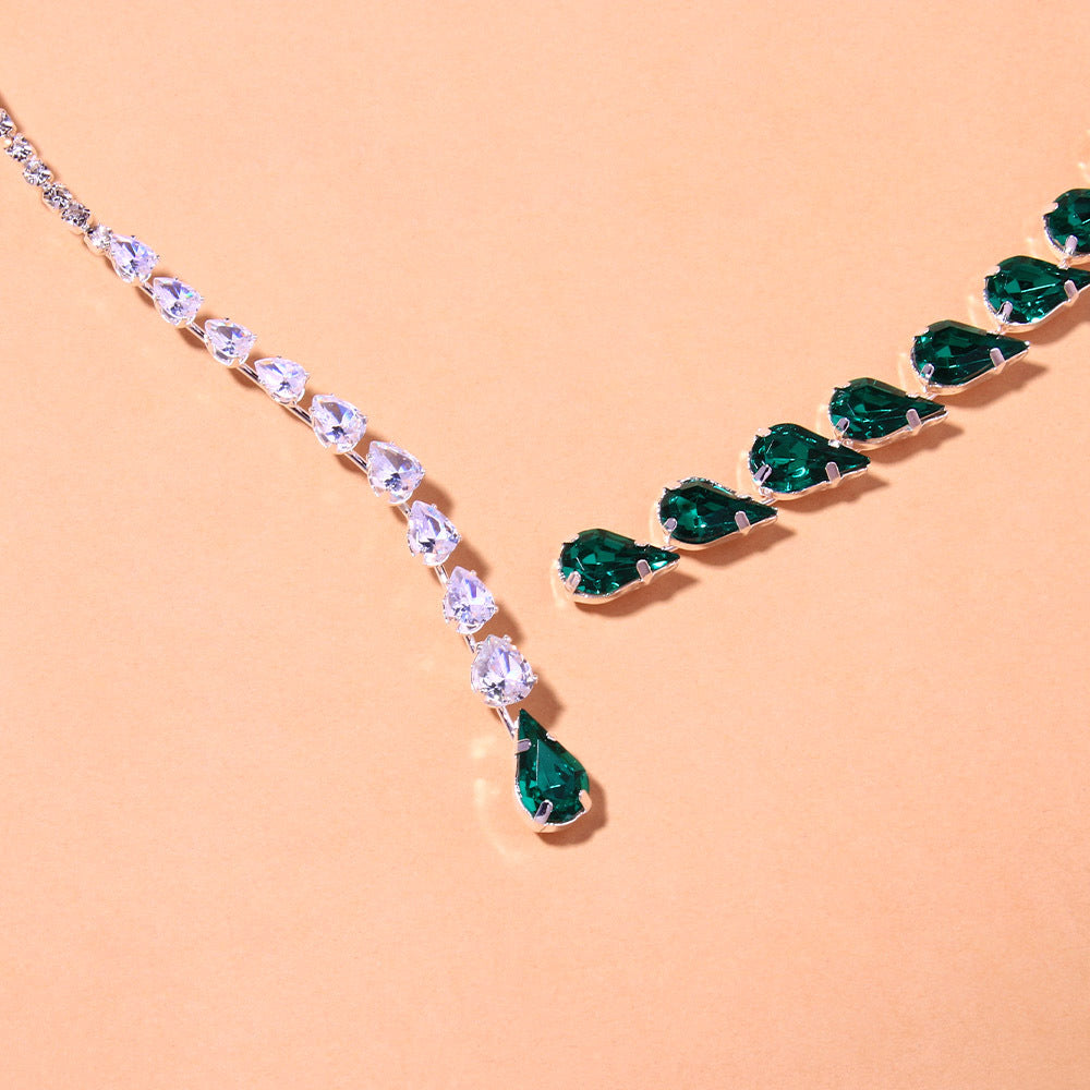 Opulence Necklace - Green Inlaid Zircon Chain